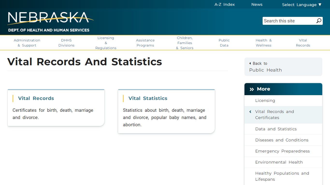 Vital Records and Statistics - Nebraska Department of Health & Human ...